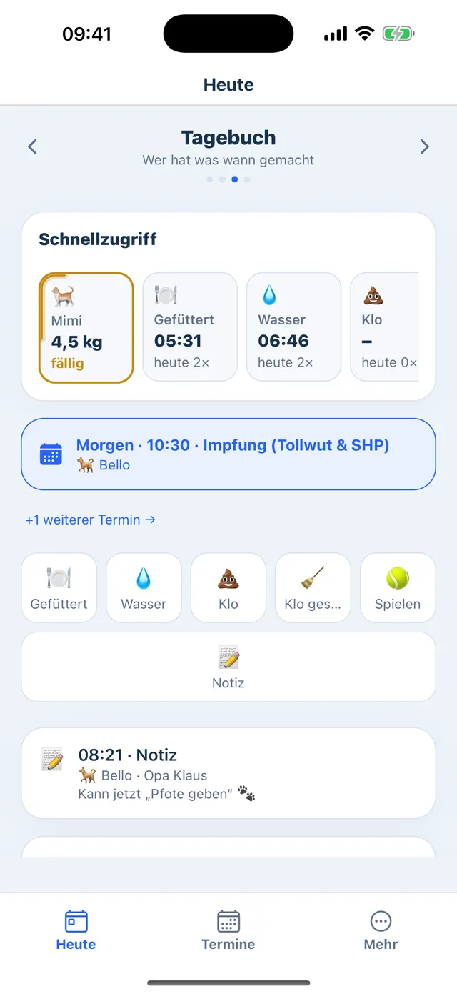 Tagebuch: wer hat wann was gemacht