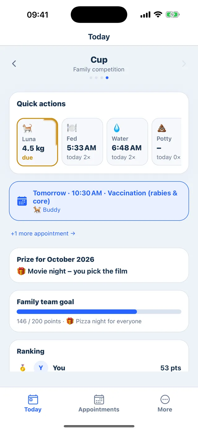 Family Cup with monthly prize and team goal